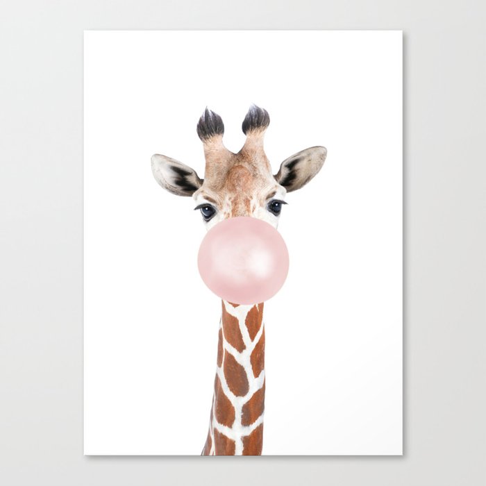 Bubble gum giraffe Canvas Print