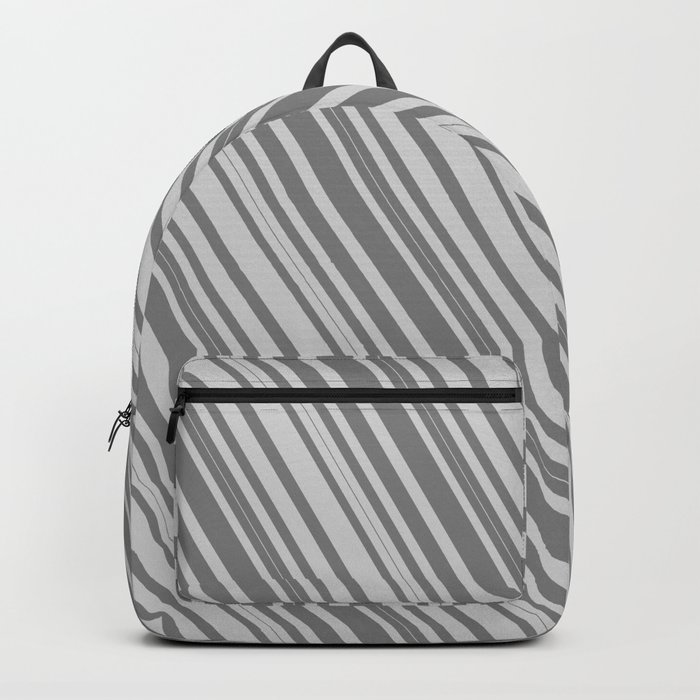 Grey & Light Gray Colored Stripes/Lines Pattern Backpack