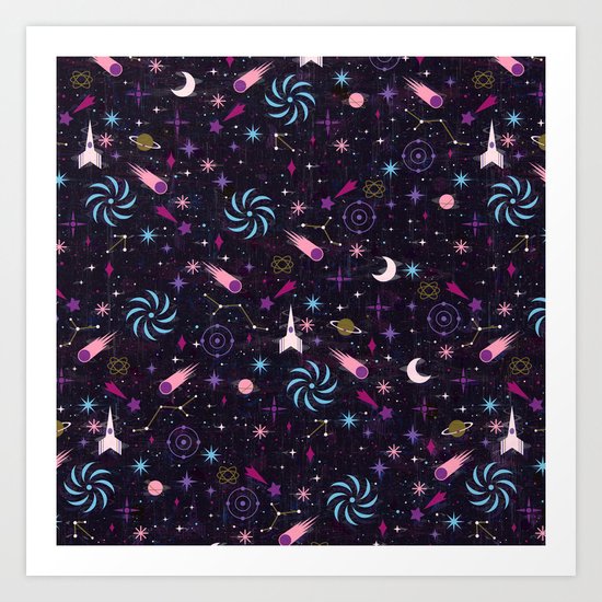 Galaxy Glitch Art Print