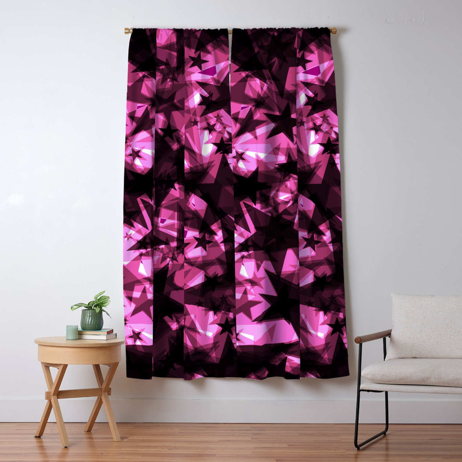 Metallic Iridescent Dark Stars On A Pink Background In The Projection Blackout Curtain By Grachyhamr Society6
