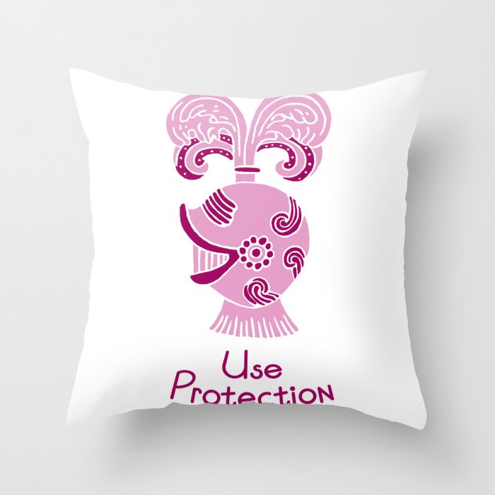 Use Protection Throw Pillow