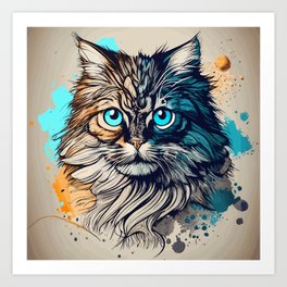 Fluffy cat Art Print