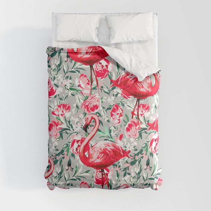 Flamingos and Flowers Comforter