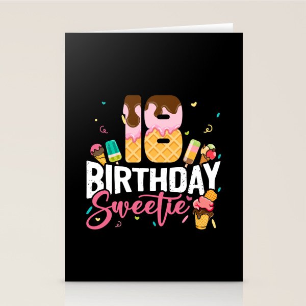 Cute 18th Birthday Ice Cream 18 Year Old Birthday Stationery Cards by
