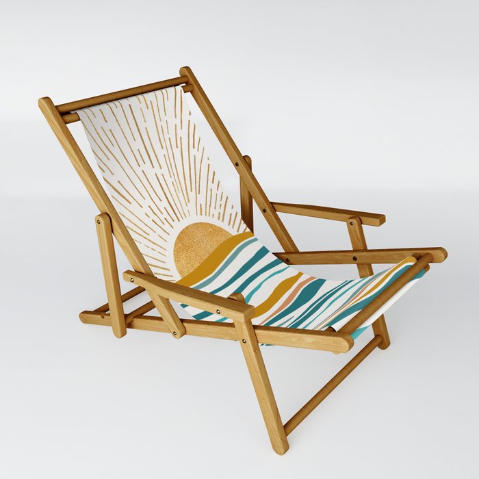The Sun and The Sea - Gold and Teal Sling Chair