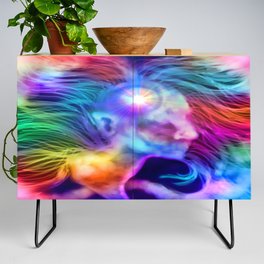 Psychedelic Rainbow Woman Silhouette Credenza
