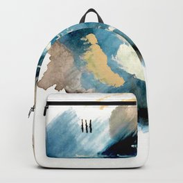 You are an Ocean - abstract India Ink & Acrylic in blue, gray, brown, black and white Backpack
