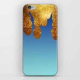 Blue And Gold Glitter Gradient Ombre Sombre Abstract,Sparkles,Shine,Shiny,Shimmer iPhone Skin