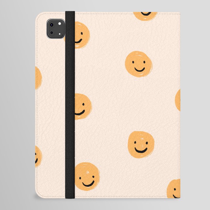 Yellow Smiley Face Pattern iPad Folio Case