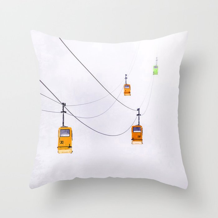 Winter Ride - Cable Car - Ski Passion Throw Pillow