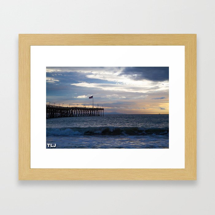Ventura Pier with a great sunset. Framed Art Print