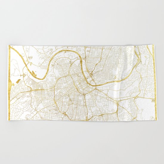 Nashville Map Gold Beach Towel