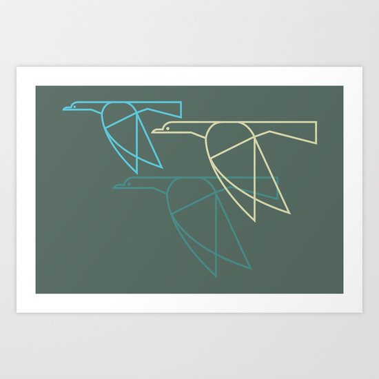 Mid-Century Style Ducks Art Print