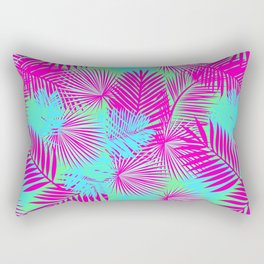 Neon Pink & Blue Tropical Print Rectangular Pillow