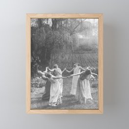 Circle Of Witches Vintage Women Dancing Black And White Framed Mini Art Print