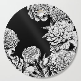 FLOWERS IN BLACK AND WHITE Cutting Board