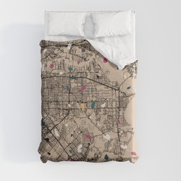 USA, Pasadena - Terrazzo Pattern City Map Duvet Cover
