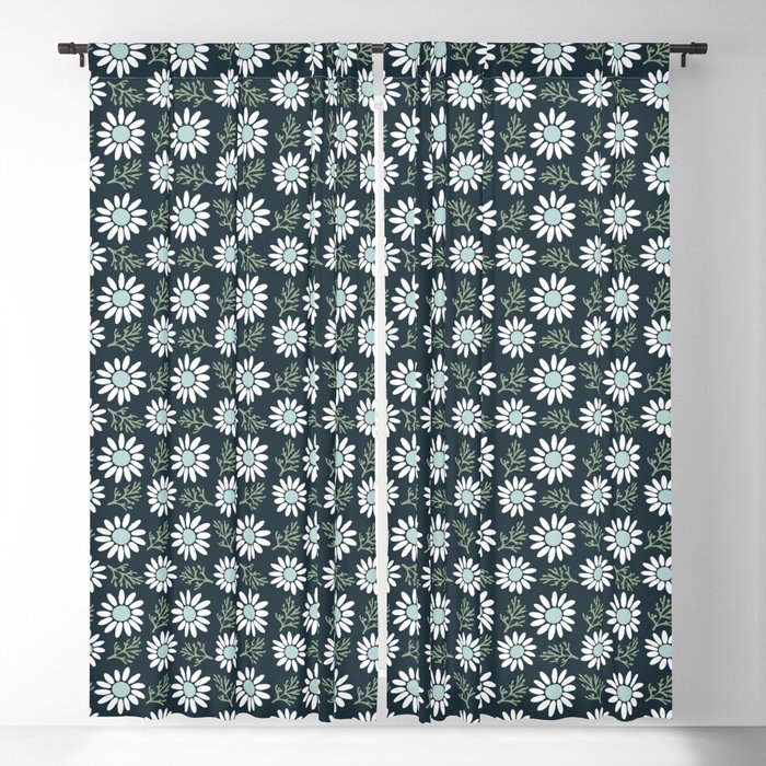 Coming Up Daisies . Navy Blackout Curtain