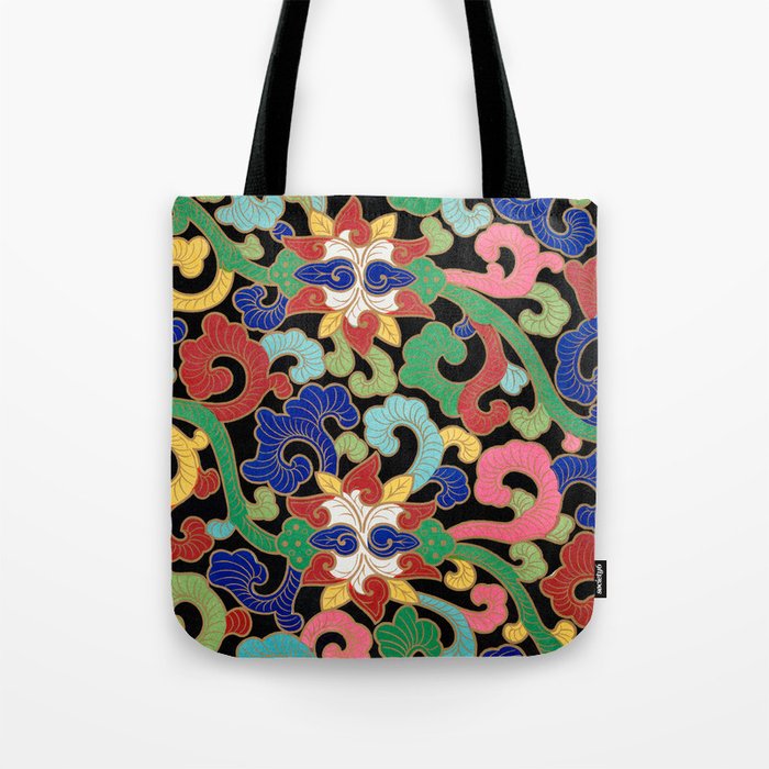 Chinese floral illustration Tote Bag