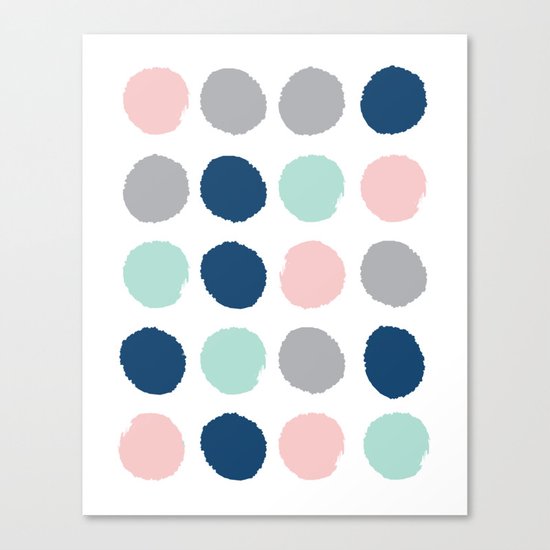 Zanthe - abstract trendy dots polka dots painted dot pattern blue pink pastel pantone color of the Canvas Print