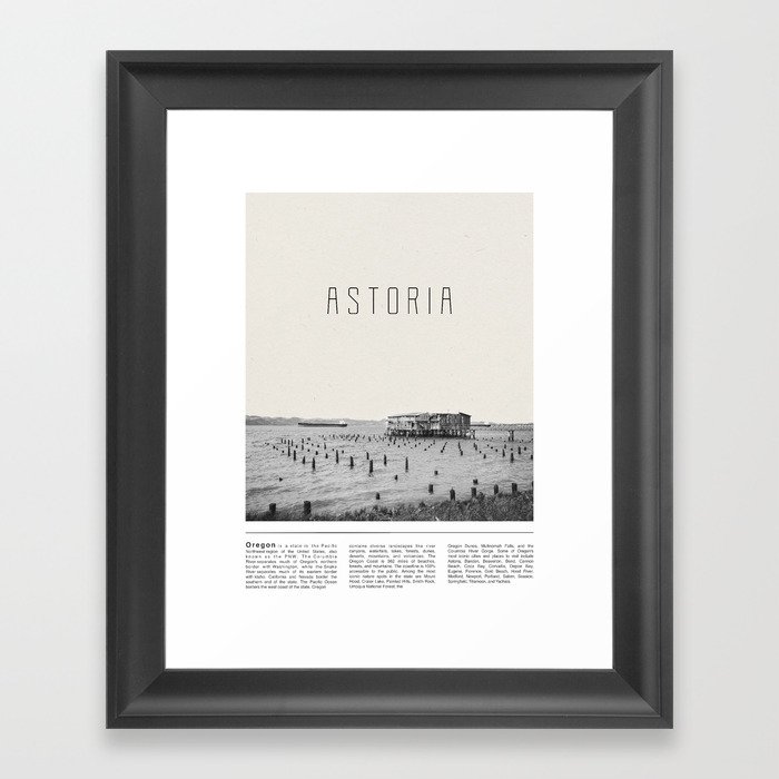 Astoria Oregon Black and White Framed Art Print