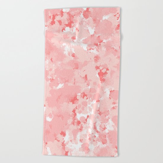 Grace - watercolor modern minimal abstract painting pink pastel office decor Beach Towel