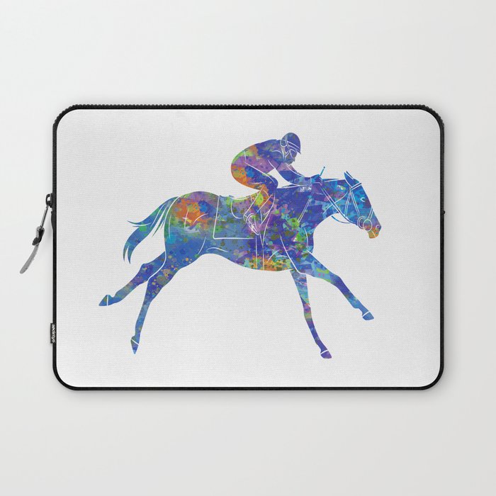 Equestrian sports, horse jumping, jumping, horse with rider jumping in watercolor 09 Laptop Sleeve