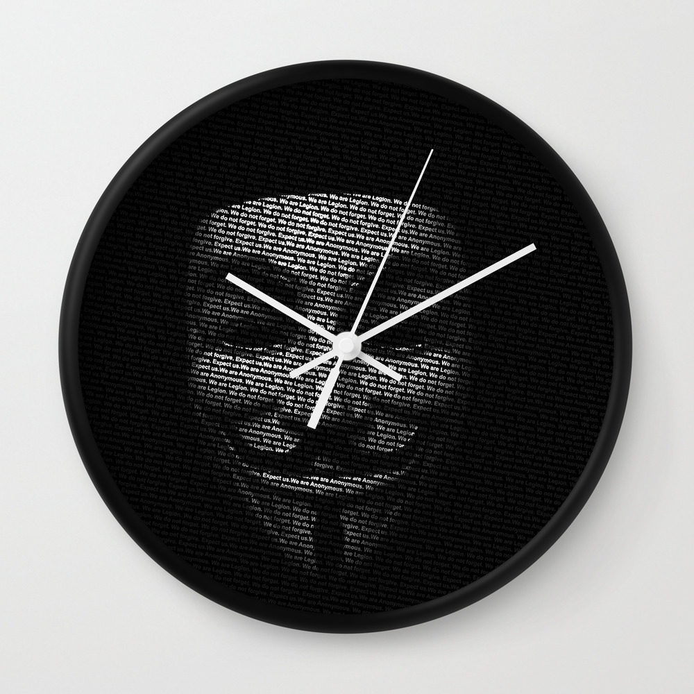 V Per Vendetta Guy Fawkes Typography Wall Clock By Dambrosigraphic Society6