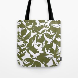 Pigeons in Olive and White Tote Bag