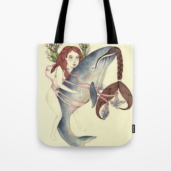 Ribbons Whale Tote Bag
