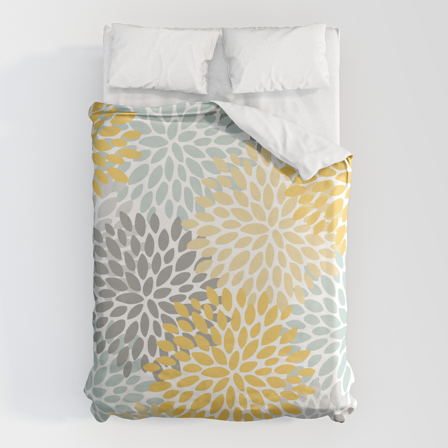 Yellow Pale Aqua And Gray Duvet Cover, Society6 Duvet Cover Review