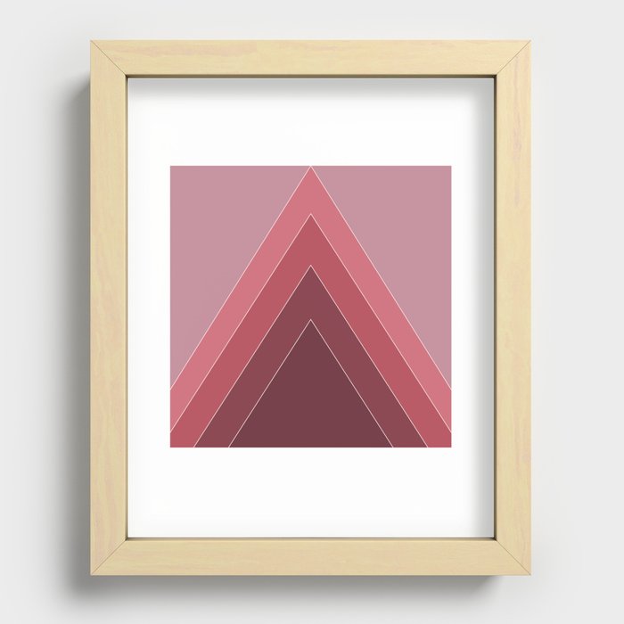 Izza - Red and Pink Geometric Triangle Minimalistic Art Design Recessed Framed Print