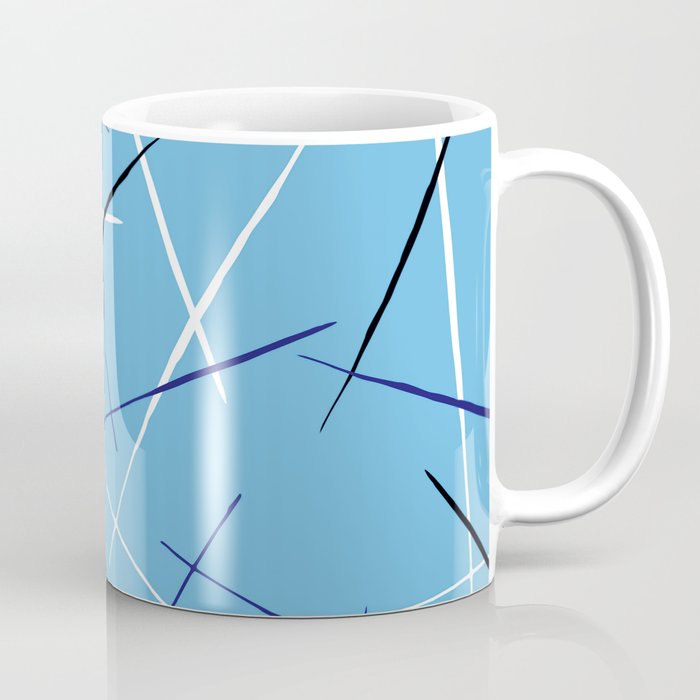 Mid-Century Modern Blue Abstract Meteor Shower Coffee Mug