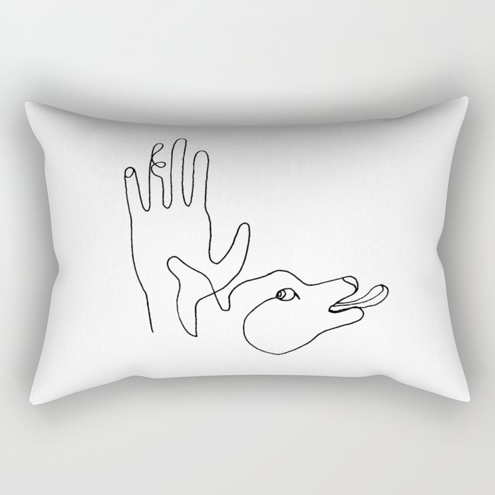 Pet dog and human hand. Care, friendship. Rectangular Pillow