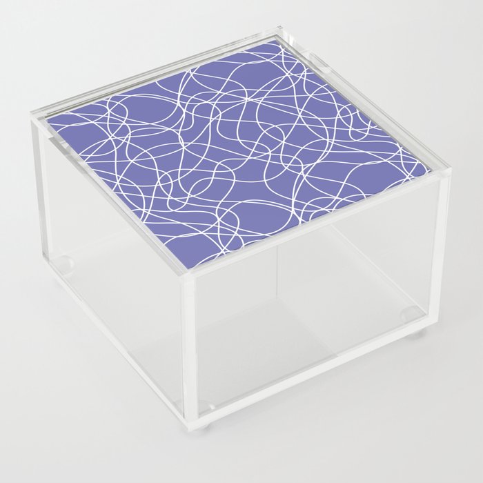 Periwinkle and White Scribble Mosaic Pattern Pairs Pantone 2022 Color of the Year Very Peri 17-3938 Acrylic Box