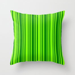 [ Thumbnail: Chartreuse & Green Colored Striped/Lined Pattern Throw Pillow ]