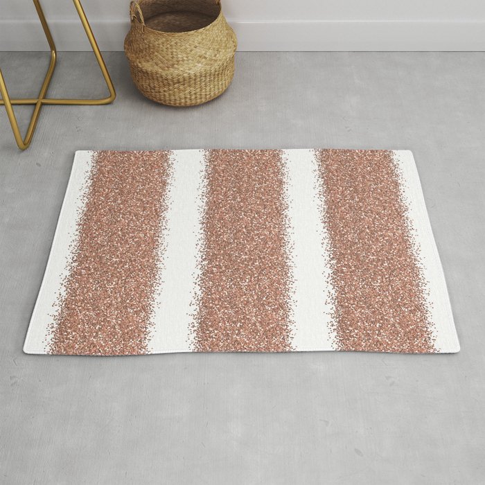 Rose gold glitter stripes Rug by Peggie Prints Society6