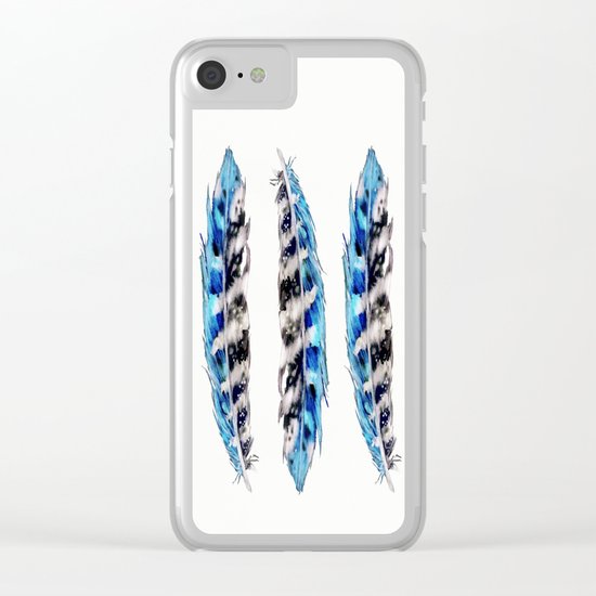 Three Feathers Watercolor Clear iPhone Case
