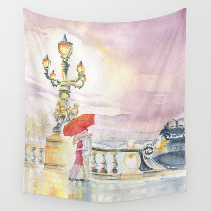 Love In The Rain Wall Tapestry