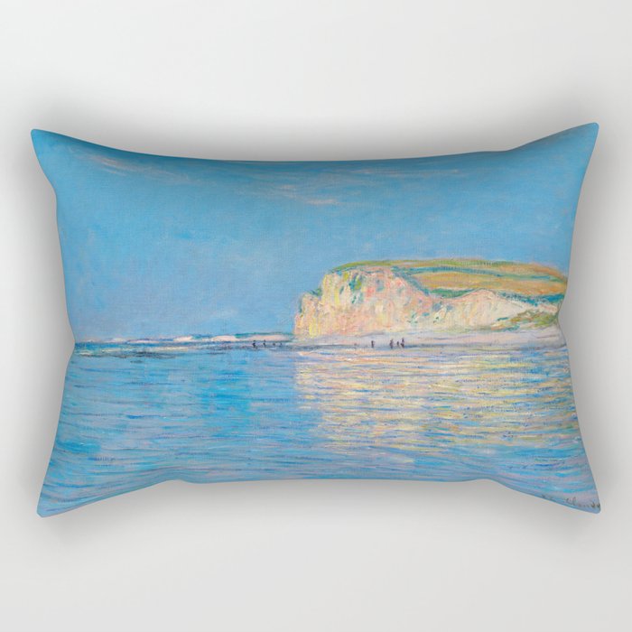 Claude Monet (French, 1840-1926) - Low Tide at Pourville, near Dieppe - 1882 - Impressionism - Coastal Landscape, Seascape, Marine art - Oil on fabric - Digitally Enhanced Version - Rectangular Pillow