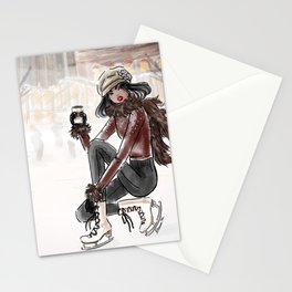 Bryant Park Ice Skating Girl Stationery Cards