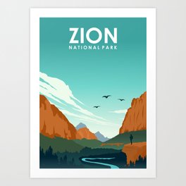 Zion National Park Travel Poster Art Print