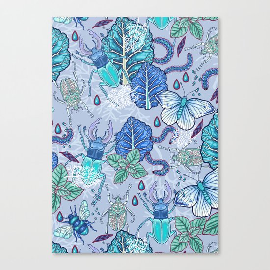 Frozen bugs in the garden Canvas Print