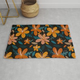 Tropical Holiday Florals – Orange Area & Throw Rug