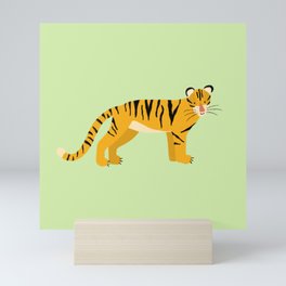 The Cuty Tiger - Green Background Mini Art Print