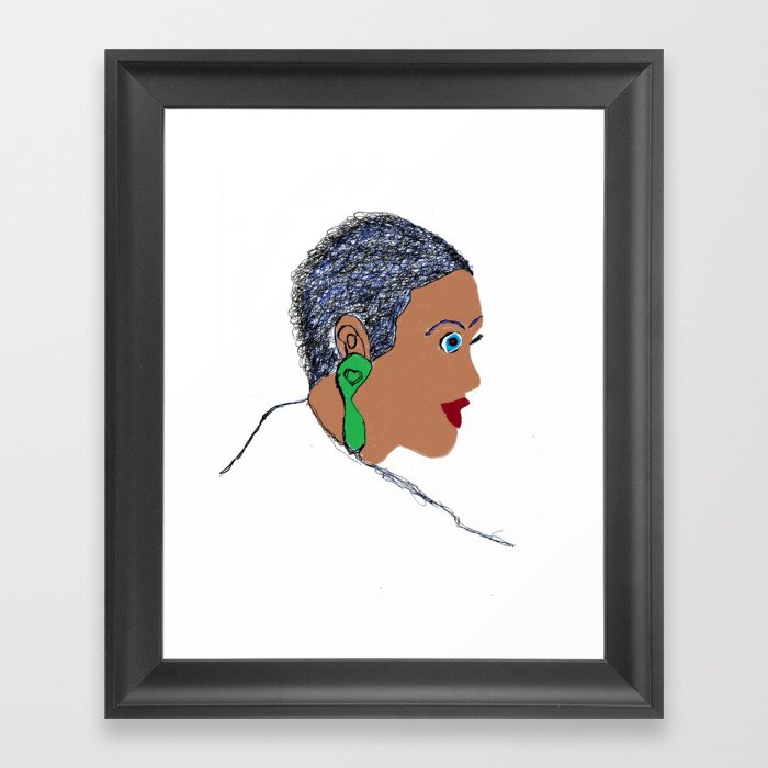 Short Hair Naturally Curly Hair Style Black Women Paint Drawing