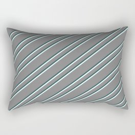[ Thumbnail: Gray, Dark Slate Gray, and Light Cyan Colored Striped/Lined Pattern Rectangular Pillow ]