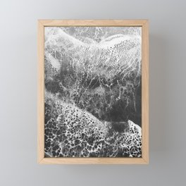 black and white ocean Framed Mini Art Print