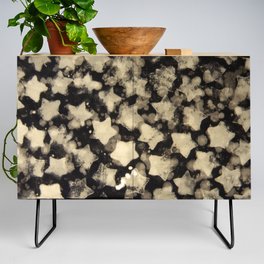 Bleached Distressed Stars on a Black Background Credenza