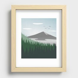 Mountain Forest Scene Recessed Framed Print